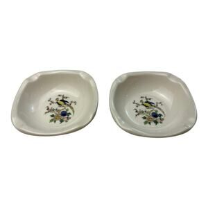 Vintage Syracuse China Bird of Paradise Floral Set of 2 Ashtrays Ceramic